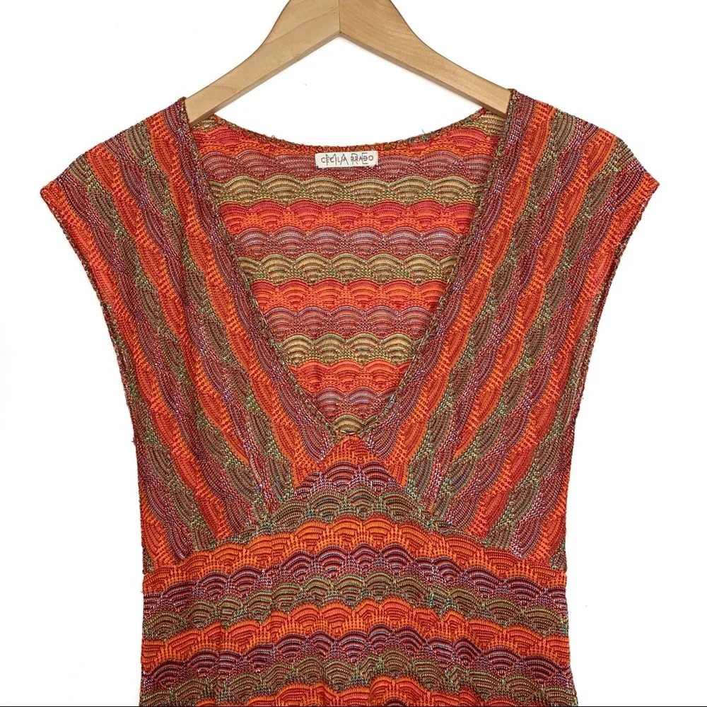 Cecilia Prada Mare Orange Aydane Pointelle Knit Dress - Picture 4 of 7
